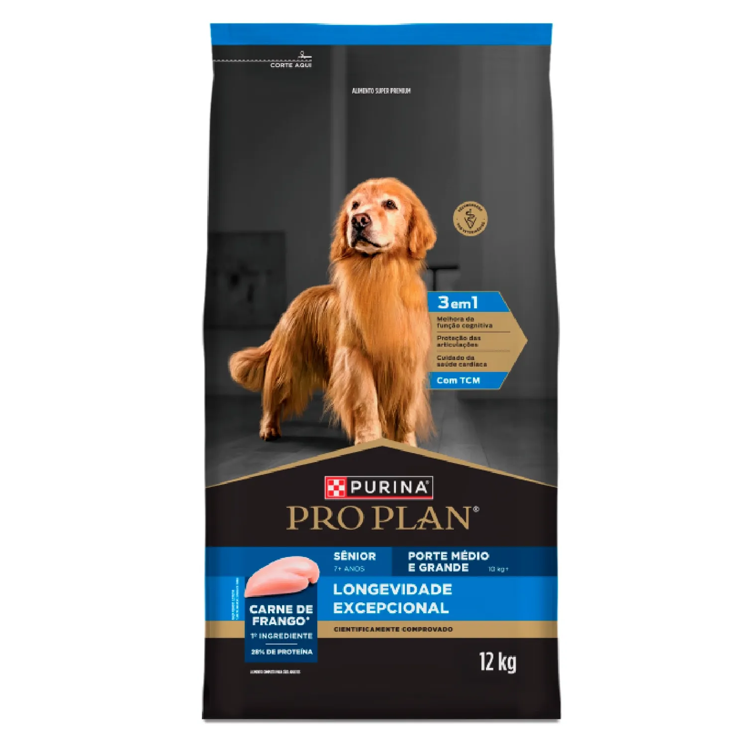 Ração Pro Plan Longevidade Excepcional Cães Sênior 7+ Médio e Grande Frango